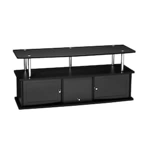 47 in. Black Particle Board TV Stand 50 in. with Doors