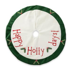 48 in. D Christmas Felt Dimensional Holly Leaves Tree Skirt