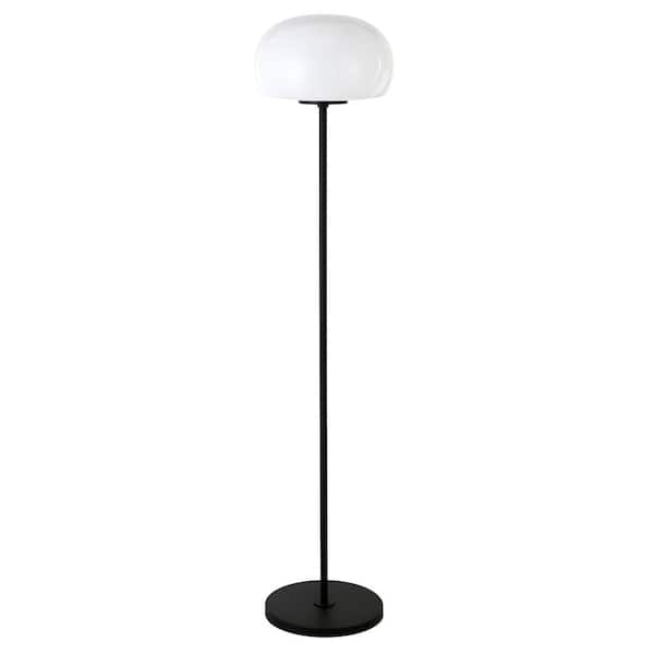 Meyer&Cross Amanita 62. 25 in. Blackened Bronze Floor Lamp with White Milk Glass Shade