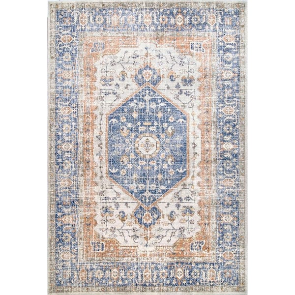 nuLOOM Jacquie Vintage Floral Blue Doormat 3 ft. x 5 ft. Area Rug