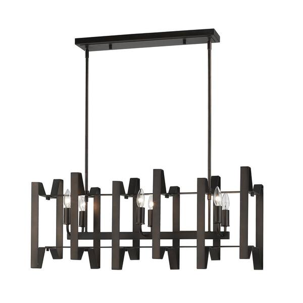 Unbranded Marsala 6-Light Bronze Indoor Island Chandelier with No Bulbs Included