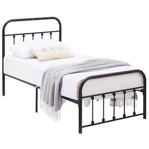Twin Size Bed Frame with Headboard, Heavy Duty Platform Bed Frame, No Box Spring Needed, 40"W, Black