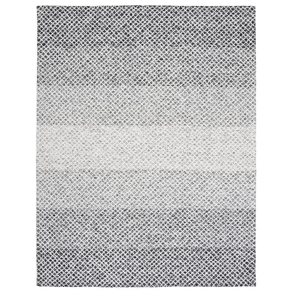 SAFAVIEH Micro-Loop Black/Ivory 8 ft. x 10 ft. Trellis Gradient Area Rug