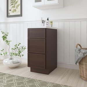 15 in. W x 21 in. D x 32.5 in. H 3-Drawers Bath Vanity Cabinet Only in Brown