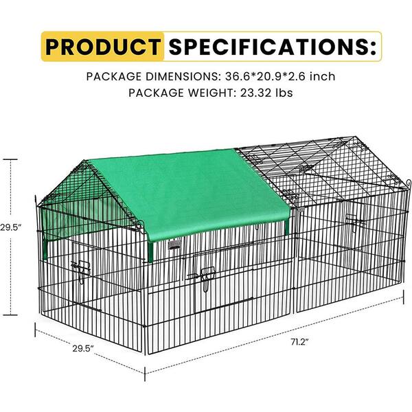 Mcage Large 71"x30" Galvanized Steel Outdoor Chicken Coop Run – No Rust – Metal Enclosure Playpen