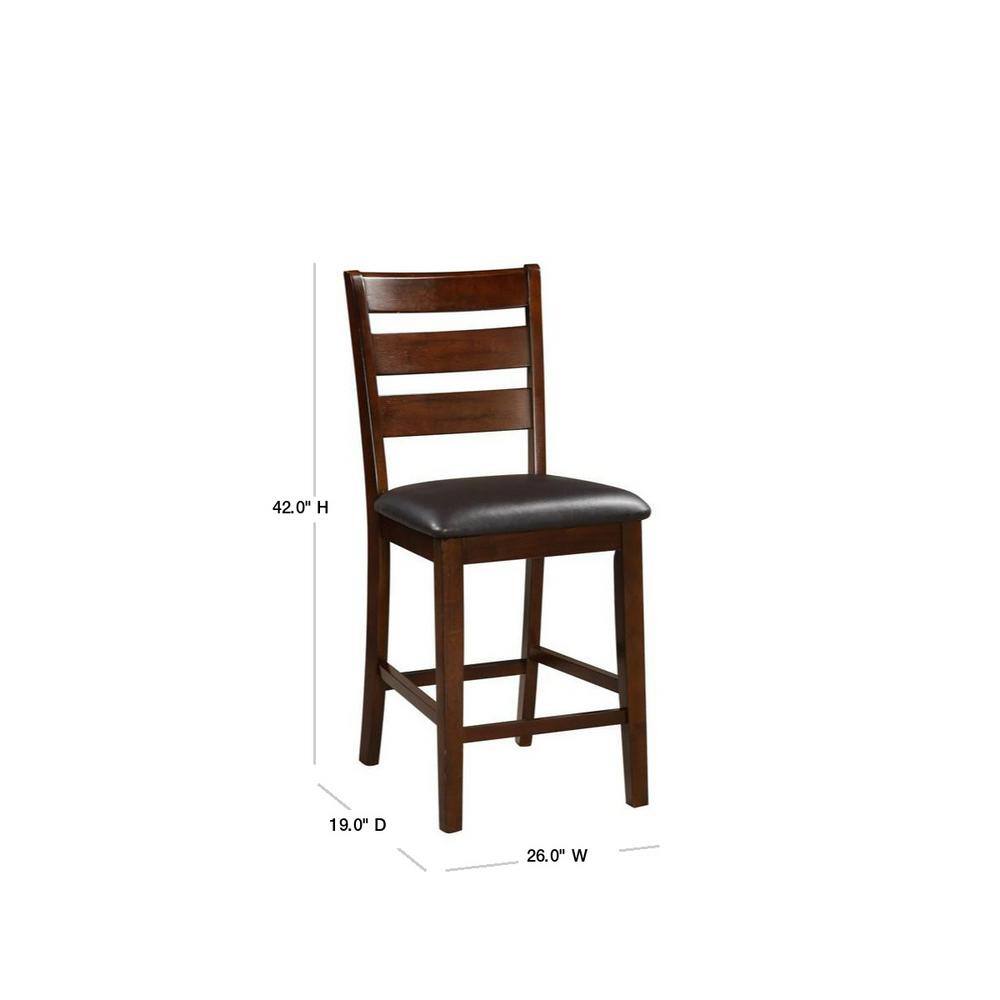 Brown Faux Leather Upholstered Parsons Side Chair Set