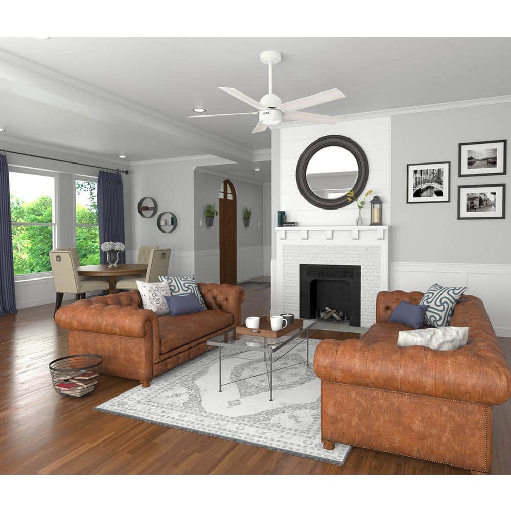 Erling 52" White Wood Ceiling Fan with Light and Remote