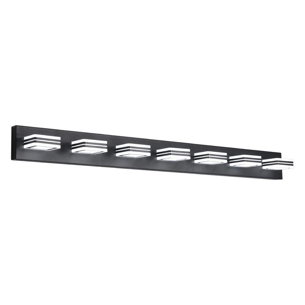 45.3 in. 7-Light Bathroom Black Acrylic LED Vanity Light Over Mirror with 360° Rotating Lamp Head price history on PriceWatchPro