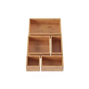 5-Compartment Bamboo Drawer Organizer