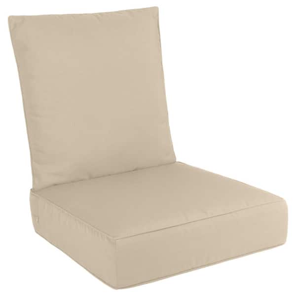 24 x 24 Tan Outdoor Dining Chair Cushions with Sun and Water-Resistant Removable Covers