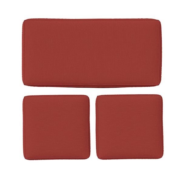 36 in. x 18 in. (3-Piece) Outdoor Patio Replacement Seat Cushions Fit for Loveseat Lounge Chair Furniture Terra Red