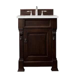 Brookfield 26 in. W x 23.5 in. D x 34.3 in. H Bath Vanity in Burnished Mahogany with Eternal Serena Quartz Top