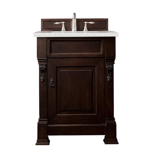 James Martin Vanities Brookfield 26 in. W x 23.5 in. D x 34.3 in. H Bath Vanity in Burnished Mahogany with Eternal Serena Quartz Top