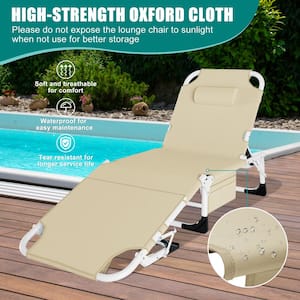 Patio Foldable Chaise Lounge Chair Bed with Cushion Outdoor Beach Camping Recliner Pool Yard(1-Pack)