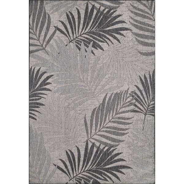 MILLERTON HOME Isla Gray 5 ft. x 8 ft. Tropical Floral Indoor/Outdoor Area Rug