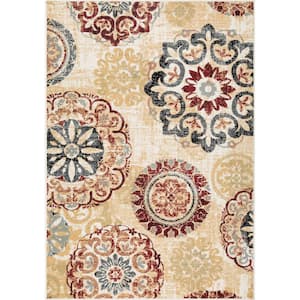 Brielle Red Mid-Century 8 ft. x 10 ft. Area Rug