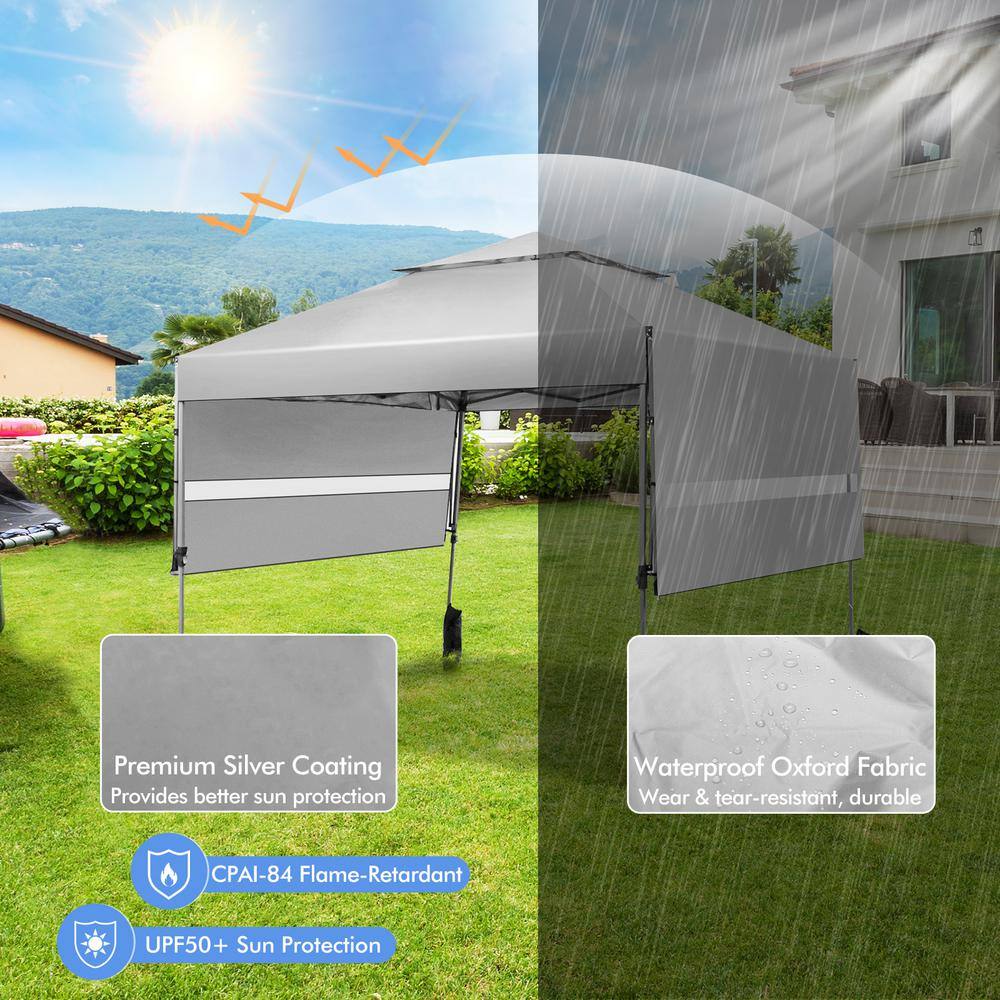White 10' x 17.6' Outdoor Pop-Up Canopy Tent with Dual Awnings