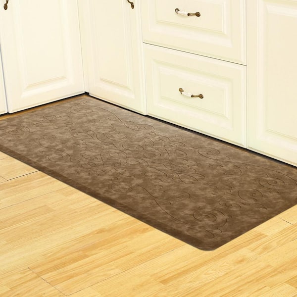 Cloud Comfort Taupe 17 in. x 28 in. Medallion Embossed Anti-Fatigue Mat