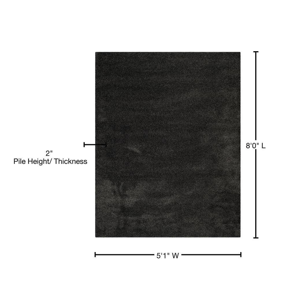 Dark Grey 5'1" x 8' Synthetic Shag Area Rug