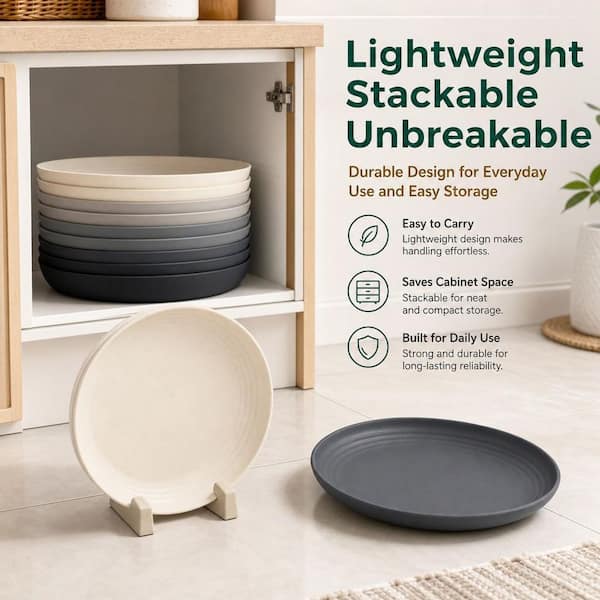 Numhew GreyStone 9 in. Deep Dinner Plates Set of 8 Alternative