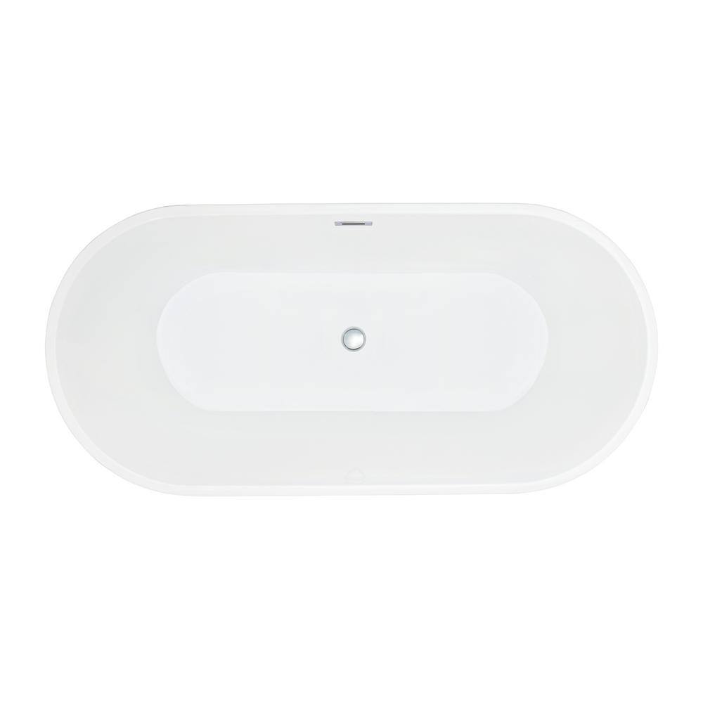 Szany 67'' Gray Freestanding Acrylic Soaking Bathtub