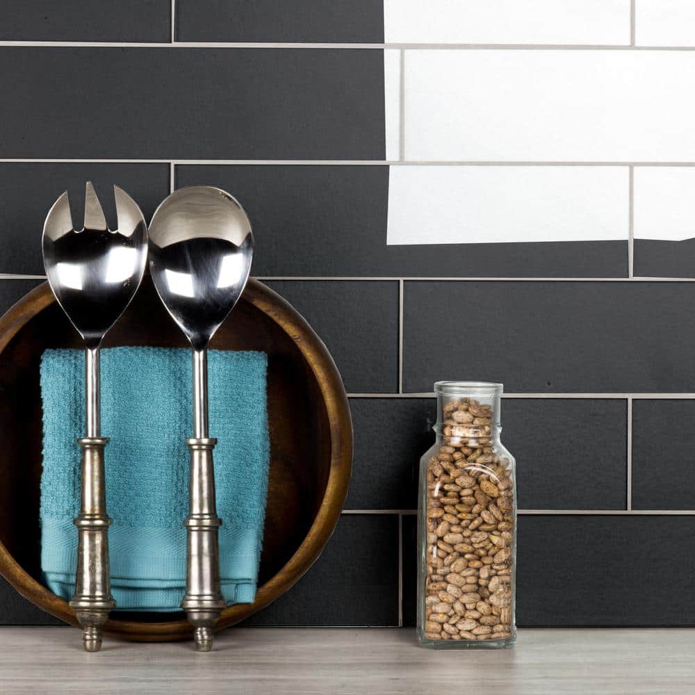 Gray Glossy 3x12 Glass Subway Wall Tile