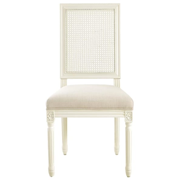Unbranded Jacques Cane Antique Ivory Square Back Dining Side Chairs (Set of 2)