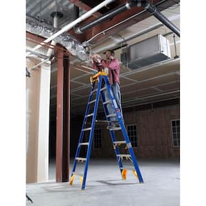 8 ft. Fiberglass Contractor JobStation Step Ladder with 375 lb. Load Capacity Type IAA Duty Rating