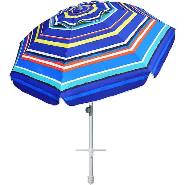 Dyiom 7 ft. Heavy-Duty High Wind Beach Umbrella W/Sand Anchor and Tilt Sun Shelter UV 50+ Protection Outdoor Sunshade Umbrella