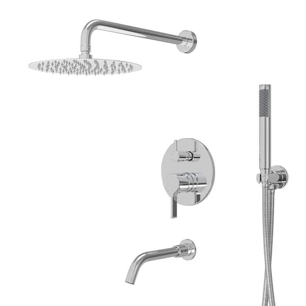 Unbranded 3 Outlets Double-Handle 3-Spray Dual Shower Faucet 2.5 GPM with Pressure Balance in Chrome