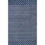 Marlowe Stripes Navy 8 ft. x 10 ft. Area Rug
