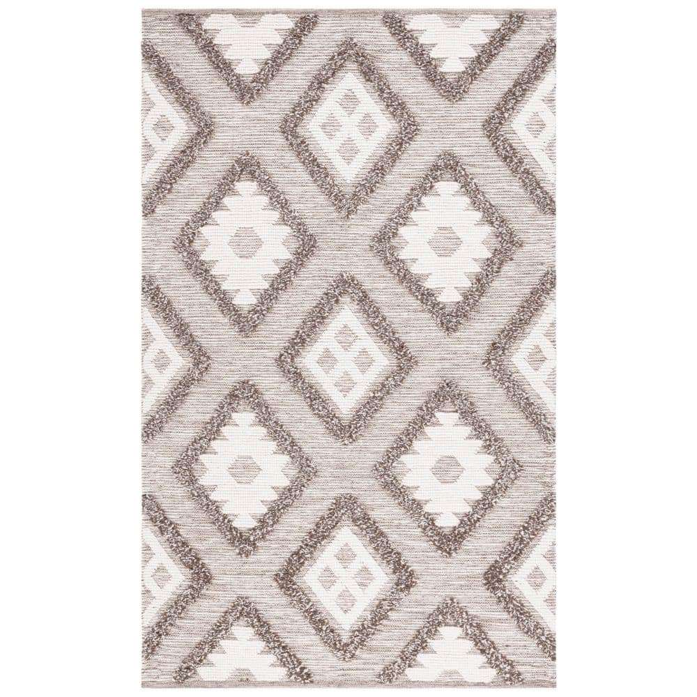 SAFAVIEH Natura 5 ft. x 8 ft. Dark Gray/Ivory Diamond Marle Area Rug ...