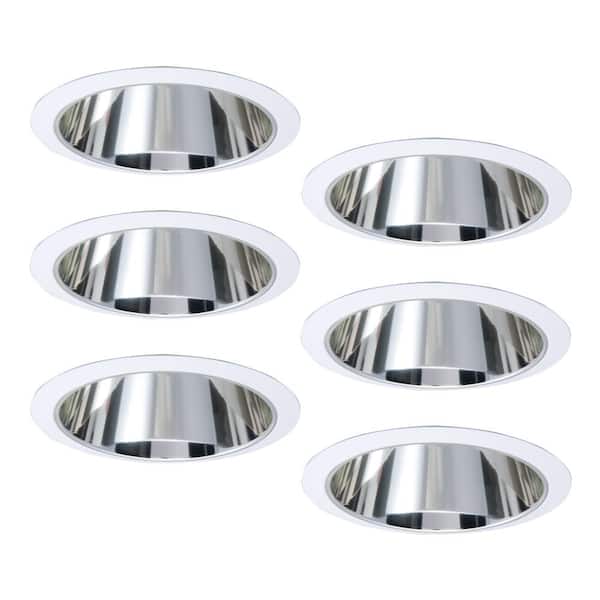 HALO E26 6 in. Clear Recessed Lighting Specular Reflector with White Trim Ring (6-Pack)