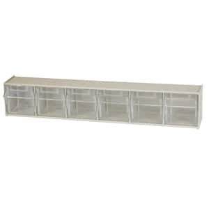 TiltView Cabinet 6-Compartment 15 lb. Capacity Small Parts Organizer Storage Bins in Tan/Clear (1-Pack)