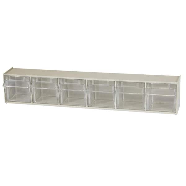 Akro-Mils TiltView Cabinet 6-Compartment 15 lb. Capacity Small Parts Organizer Storage Bins in Tan/Clear (1-Pack)