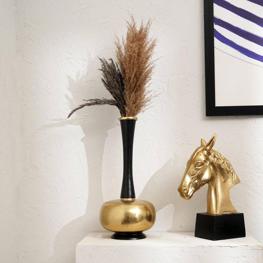 16 in. 2-Piece Black Gold Metal Bottle Decorative Vase Table Vase for Living Room Bedroom Entryway Hallway 2-Piece price history on PriceWatchPro