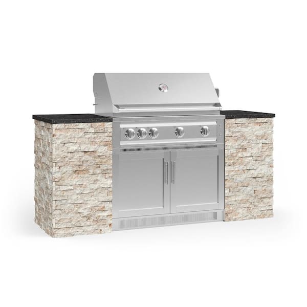 NewAge Products Signature Series 79.16 in. x 25.5 in. x 51 in. 6-Piece Outdoor Kitchen Cabinet Set with Natural Gas 40 in. Grill