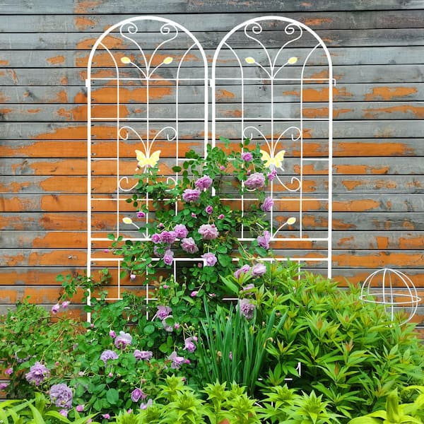 86 .7 in. x 19.7 in. Metal Outdoor Trellis Flower Bracket, 4-Pack