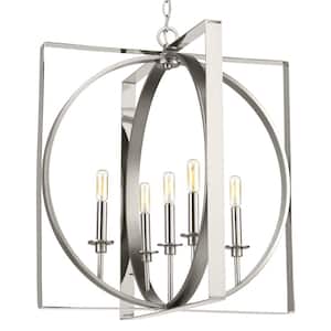 Inman Collection 5-Light Polished Nickel Pendant with Satin Nickel Accents