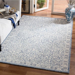 Micro-Loop Blue/Ivory Doormat 2 ft. x 3 ft. Trellis Floral Area Rug
