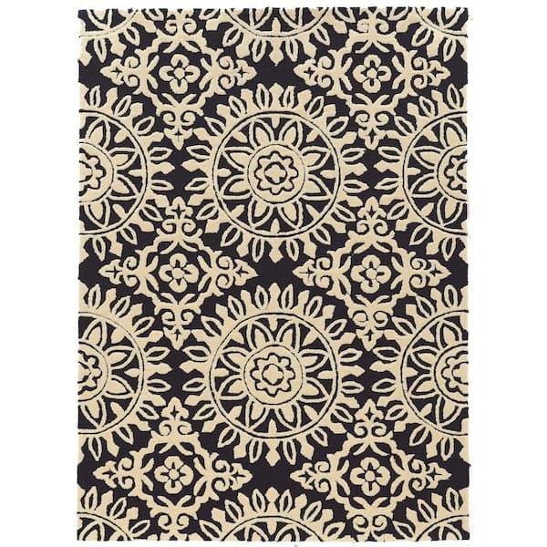 Linon Home Decor Legion Avery Navy/Ivory 8 ft. x 10 ft. Area Rug