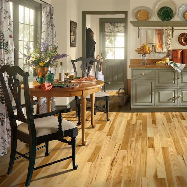 finished hickory wood floor kitchen