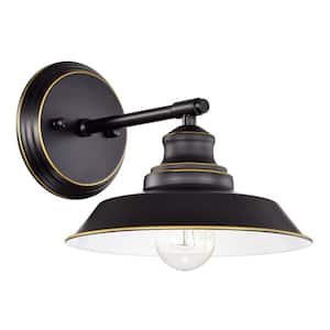 8.75 in. Matte Black Indoor Decorative Wall Sconce with Metal Shade