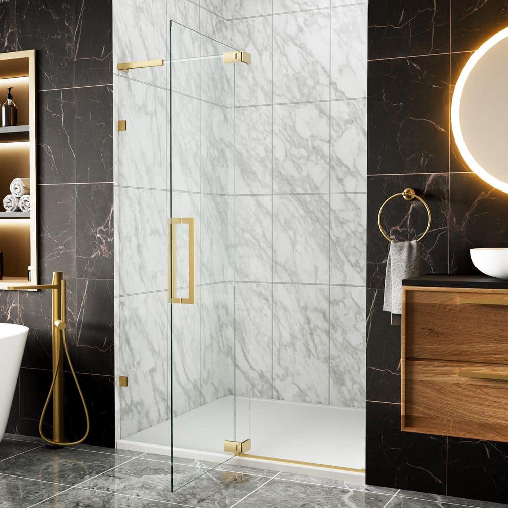 Rozz Moss AERO 43-48 in. W x 70 in. H Frameless Pivot Shower Door