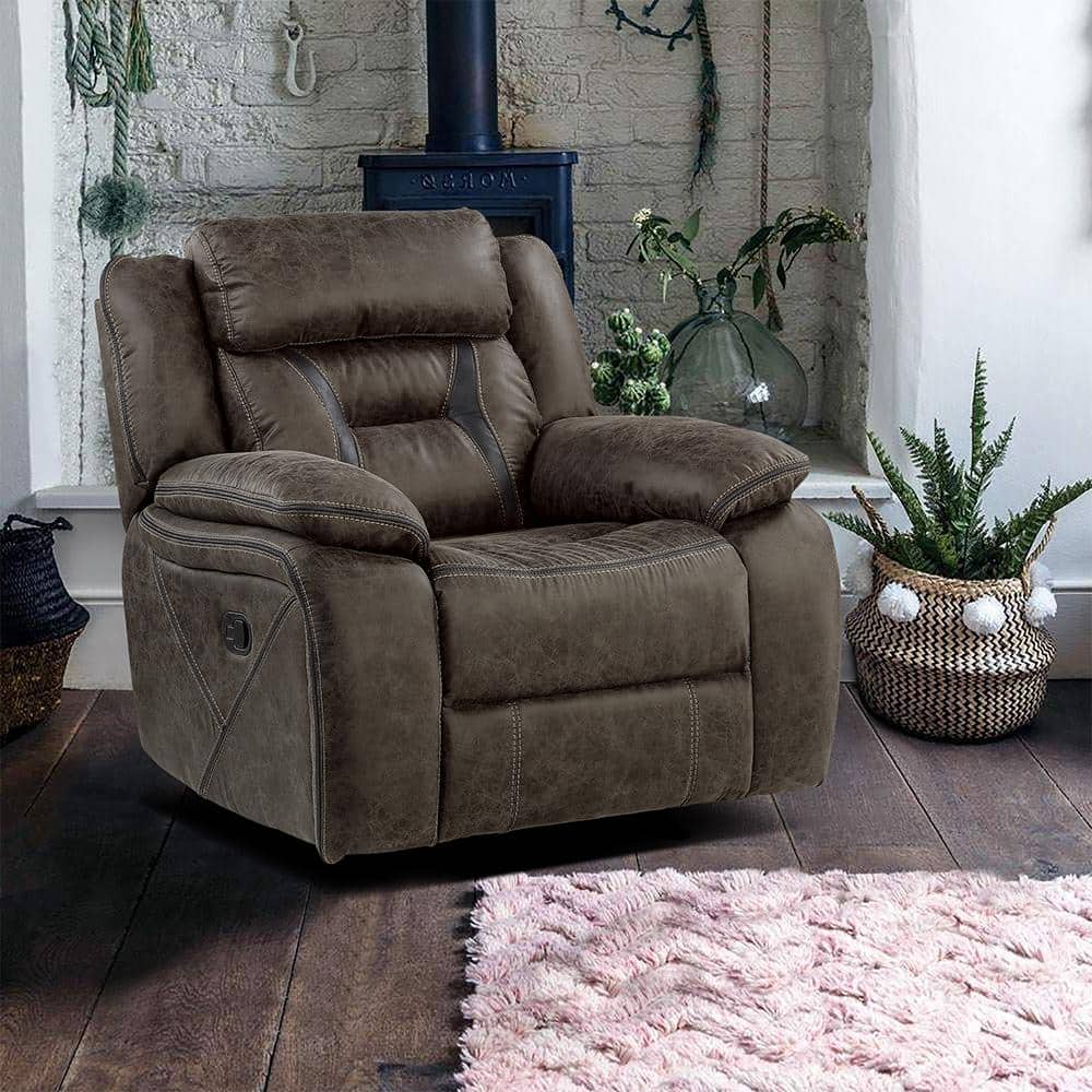 Madrona Dark Brown Microfiber Glider Recliner with Manufactured Wood Frame