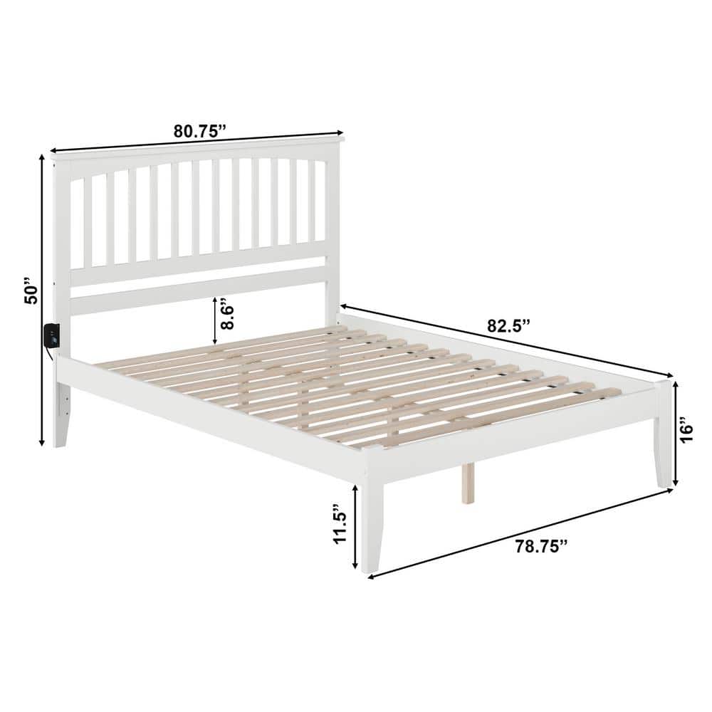 Mission King Size Platform Bed with Slatted Wood Headboard in Light Finish