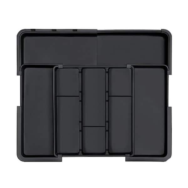 6-Knife Capacity In-Drawer Plastic Utensil Storage Tray with Expandable Compartments and Adjustable Dividers