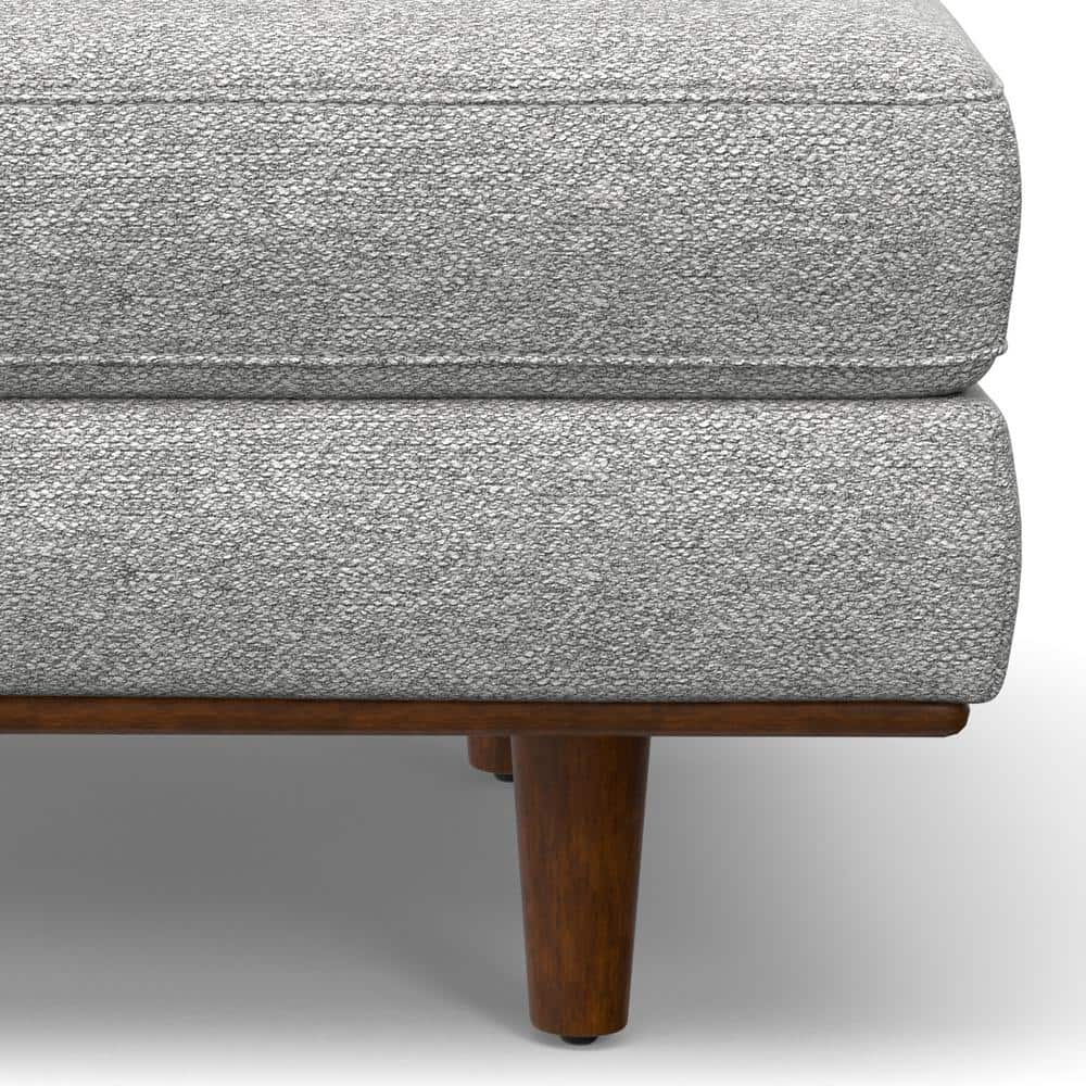 Morrison 49" Mist Grey Woven-Blend Fabric Ottoman