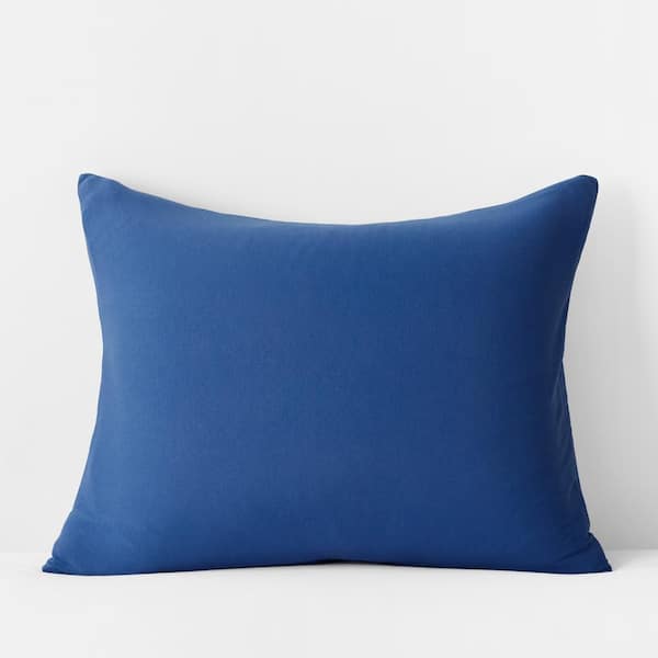 The Company Store Company Cotton Smoke Blue Cotton Jersey Knit Standard Sham