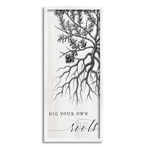 Dig Your Own Roots Empowering Botanical Quote by Daphne Polselli Framed Typography Art Print 24 in. x 10 in.